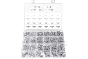 DASIAUTOEM 420 Stück Druckfedern Sortiment Set, 24 Spezifikationen Druckfedern, Längen 10mm 15mm 20mm 30mm, Durchmesser 5mm 6mm 7mm, 6 Verschiedene Elastizitäten für Sprungfeder