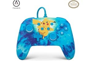 Verbesserter Kabelgebundener PowerA Controller für Nintendo Switch – Tie Dye Pikachu, Gamepad, Game-Controller, Kabelgebundener Controller, Offiziell Lizenziert