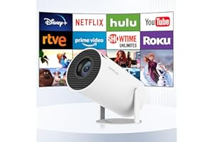 HIPPUS Mini proyector Inteligente 4K Full HD 1080P 180° Giratorio, BT5.0 con Android IOS teléfono móvil portátil proyector pequeño proyector con 2.4/5G WiFi corrección automática Keystone