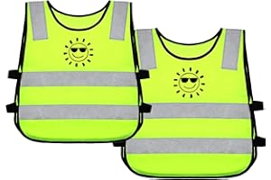 PTBWS Gilet de Sécurité Enfants,2 Pcs Gilet de Sécurité pour Enfant,Gilets réfléchissants à Haute visibilité, Gilets Reflechissants pour Enfant Jaunes, pour Enfants de 2 à 12 Ans