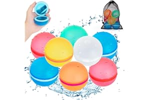 JOYJOYFUL 8PCS Reusable Magnetic Water Balloons, Self Sealing & Quick Fill Water Balls Toys with Storage Mesh Bag, Water Bomb Splash Balls for Kids Adults Outside Summer Garden Games Party
