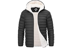 Peakwell Men's Sherpa-Lined Winter Jacket Fleece Outdoor Windproof Hoodie Warm Coat