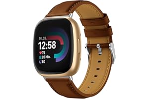 BIRDTOBR Cuir Bracelet pour Fitbit Versa 4/ Versa 3, Classique Premium Cuir Band de Remplacement, Boucle en Métal Réglable Bracelet de Remplacement pour Fitbit Sense 2/ Sense