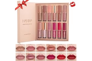 Desing Wish 12 Pezzi Rossetto Lunga Durata Set Lucidalabbra Rossetti Kit Labbra Opaco Nude Rosso Rossetto Liquido Lipgloss Rossetto Waterproof Lipstick Matte Trucco Regalo per Trucchi Donna Ragazza