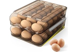 CSPone Eierbox Eierbehälter für Kühlschrank Doppelschicht 36 Eier Aufbewahrungsbox Automatisch Weiterleiten Braun