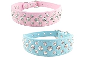 Newtensina Mode 2 pièces Collier de Chien Set Bling Collier de Chiot Mignonne Strass Collier de Chaton pour Petits Chiens