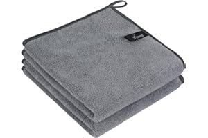 VIVOTE Lot de 2 essuie-mains en microfibre, super doux et absorbants avec boucle de suspension, essuie-mains de cuisine à séchage rapide, serviettes à séchage durable pour salle de bain, gris, 40 x 40