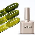 MAYCHAO Jelly Gel Nail Polish -15ML Jelly Green Gel Polish Soak Off UV LED Translucent Green Nail Varnish French for DIY Manicure Home Salon