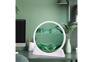 HAMON Immagine di Sabbia in Movimento, 17,8 cm cornice bianca Sabbia Arte Paesaggio di Sabbia 3D Pittura di Sabbia che Scorre Fluente Arte Desktop Decor (Verde Sabbia)