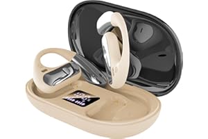 CoolJumper Auricolari Bluetooth 5.4 Open Ear, 2024 Cuffie wireless Sport Over Ear Microfono integrato con ganci auricolari 50 ore di riproduzione Auricolari Display LED Custodia di ricarica