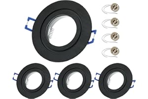 4x Sweet LED marco empotrable incluido casquillo GU10 - IP44 focos empotrables para baño, focos LED empotrables redondos de aluminio - Ø 84mm, negro