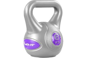 MOVIT Kettlebell STYLISH GREY, Kugelhantel mit bodenschonender Kunststoffhülle, 2 kg bis 20 kg, schadstoffgeprüft
