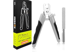 IREDOON Dog Nails Clippers, Dog Nail Clippers with Diamond File, 4CR13 Professional Stainless Steel Dog Claw Clippers, Small Hand Friendly & Non-Slip Grip