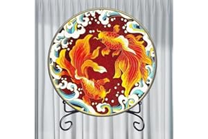 TANZEQI Cloisonne Enamel Painting DIY Kit for Chinese Cloisonné Enamel Art of Lucky Carp, Intangible Cultural Heritage Decorative Painting Ornaments (Two Koi A)