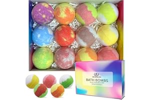 SIEWOUSH Bath Bombs Gift Set for Women - 12Pcs Bubble Bath Balls with Natural and Organic Ingredients for Kids, Home Spa Fizzes Bathbombs to Moisturize Skin for Christmas or Birthday Gift for Girls and Boys