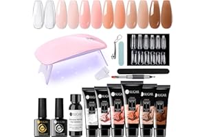 UR SUGAR Polygel Kit Complet avec Lampe UV 36W, 6 Couleurs 15ml Polygel Ongle Kit Polygel Construction Ongle UV Tube Lot Ongle Gel Kit Complet Manicure Kit avec Base et Top Coat +48 Faux Ongles