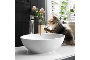 ‎EMKE EMKE Ovales Aufsatzwaschbecken, Hängewaschbecken für Bad und WC, 35 x 27 x 11 cm, Keramik, Weiß