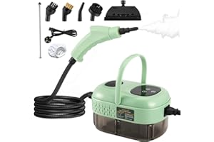 GXPJYCFOB Nettoyeur Vapeur Portable 2500W, 1100ML Nettoyer à Vapeur à Main avec 9 Accessoires, 3,0 bar Steam Cleaner, Pression de Vapeur avec 3 Têtes de Brosse pour les Meubles de Cuisine, Salle de Bain (Vert)