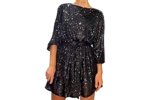 SKFLABOOF Pailettenkleider für Damen Partykleid Hochzeit Glitzer Cocktailkleid Elegant Sexy Hochzeitskleid Langarm Festlich Party Pailletten Frauen Kleider Glitzerkleid Abendkleid