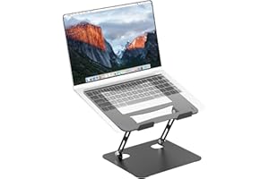 PureMounts Soporte de Ordenador portátil Ajustable en Altura, Plegable y ergonómico para la Oficina en casa, Base giratoria 360°, Soporte de Antideslizantes, Negro