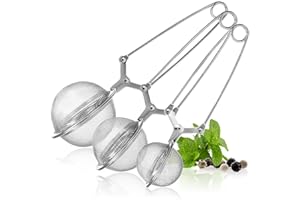 COM-FOUR® 3x Pinces à thé - infuser à thé en acier inoxydable en forme de boule - passoires à thé pour thé en vrac (03 pièces - mélanger)