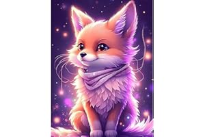 Lxmsja Diamond Painting Adulte, Diamond Painting Renard, Broderie Diamant Kit Complet, DIY Peinture Diamant Strass Point de Croix Cristal Painting pour Murale Décoration 30x40cm