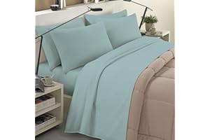 BANZAII TEXTILE INNOVATOR ONLINE Banzaii Completo Lenzuola Invernale Felpate in Flanella Anti-Pilling 100% Cotone, adatto anche ai materassi più alti, 4 pezzi, Matrimoniale Acquamarina