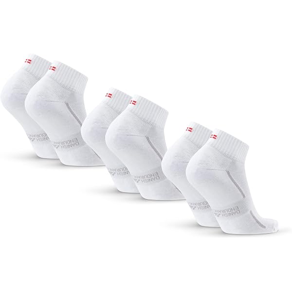 DANISH ENDURANCE Chaussettes de Tennis en Coton, Respirantes & Renforcées, Homme Femme, Lot de 6, Blanc 6-pack, 43-47