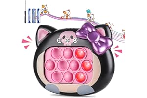VOFOLEN Light Up Fidget Toys Pop It Game Funny Music Whack a Mole Breakthrough Puzzle Machine Quick Push Poppet Fidget Game Stress Autism Adults Kids Sensory Toys Birthday Easter Gifts Girls Boys (Cute Cat)