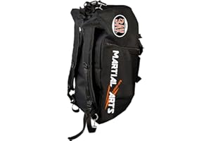 ‎BAY® BAY® schwarz orange Sporttasche Martial Arts im Rucksack Syte shoulder bag Kickboxen Kick-Boxen, Kampfsport Budo MMA Thaiboxen Muay Thai Tasche Trainingstasche Kickboxtasche Bag Rucksack