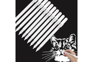WRTEEASE Fine Point White Gel Pen Set,0.8mm Nibs Rollerball Gel Pens for Black Paper,White Ink Pens for Art,Colouring,Sketching,Drawing,Adult Coloring Books,Illustration,Note-Taking,Writing (10pc-white)
