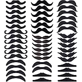 Hestya 48 Pièces Fausses Moustaches, Auto-Adhésif Moustache de Nouveauté Fiesta Partie Fournitures pour la Fête de la Mascara