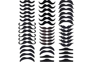 Hestya 48 Stücke Gefälschte Schnurrbärte, Selbstklebende Neuheit Schnurrbart Fiesta Party Supplies für Maskerade Party (8