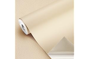 GELAISI 40*150cm Patch de Réparation en Cuir,Papier Peint Auto-Adhésif en Cuir PU Patch de Réparation Kit pour Réparation et Rénovation de canapé,sac à main,meubles,sièges de voiture(1 Rouleau Beige)