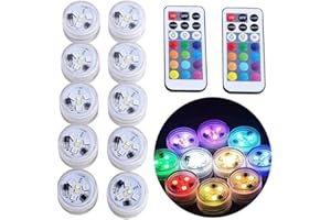 MCHOTER 10x Luci a LED subacquee, Multicolore 100% Impermeabile Sommergibile Candele senza fiamma Batteria alimentata con telecomando per Vaso Ciotola Lanterna Stagno Piscina