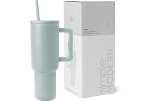 Simple Modern Gobelet Thermique avec Poignée et Paille | Bouteille d'Eau Isolée en Acier Inoxydable | Vaso de viaje para café helado | Trek Collection | 1180ml | Sea Glass Sage