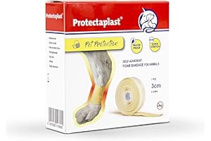 Protectaplast Benda autoadesiva Beige per Animali Domestici (3cm x 4,5m) - Bendaggio coesivo Senza Lattice e Colla per Cani, Gatti, Cavalli - Benda per ferite e articolazioni di Cani e Gatti