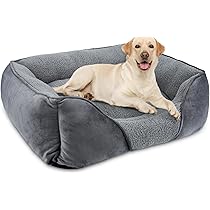 FURTIME Cama Perros Medianos, Cama Perro Lavable Esponjosa, Antideslizante Anti-ansiedad Camas Para Perros Suave Transpirable Cómoda, 76x61x23cm