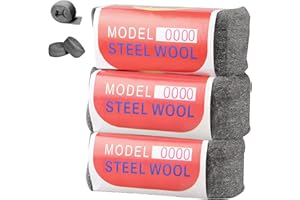 VIQIHEOE Lana D'acciaio, 3 Rotoli 100g di Lana D'acciaio 0000, 4m di Lanas D'acciaios Fine, Lanas di Acciaio di Lucida e Pulizia, per Crepe Nei Muri, per Garage, Giardini, Casa