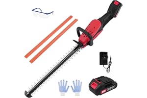 WZTO Cortasetos con batería Profesional, Cortasetos de jardín, 50 cm de Longitud de Corte, con 2 baterías y Cargador, Distancia Entre Dientes de 15 mm, Cuchillas de Corte duales, Incluye Guantes, Funda