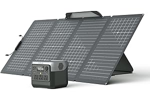 ECOFLOW Solar Generator River 2 Pro 768Wh LiFePO4 Battery with 220W Solar Panel, 3x300W AC Outlets (1600W Surge), Portable Power Station for Home Backup Outdoors Camping RV Emergency (Renewed)