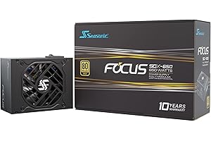 Seasonic Focus SGX-650 (2021), 650W 80+ Gold, módulo Completo, Factor de Forma SFX, tamaño Compacto, Control de Ventilador en Modo sin Ventilador, silencioso y refrigeración, Fuente de alimentación,