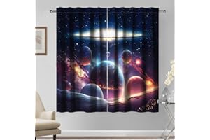 Kzzfqxb 117×138cm Weltraum Vorhänge 2 Panel, Außenraum Universum Galaxie Planeten Astrologie Dunkle vorhänge für Kinder Jungen Teenager, Wohnzimmer Schlafzimmer Gardinen