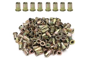 WOOPAIS 100pcs Carbon Steel Metric M6 Rivet Nuts Threaded Rivet Insert Nutsert Rivnuts Kit M6-1.0mm