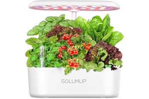 GOLUMUP Hydroponisches Anzuchtsystem Smart Garden mit Automatisches Timer 26W LED Pflanzenlampe und 12 Hülsen Indoor Kräutergarten Höhenverstellbar bis zu 50cm