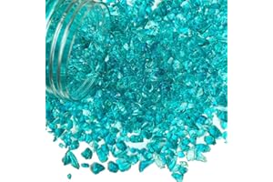 G&S HOMEDEKO 425g Crushed Glass Broken Glass Chips 3-8mm for Resin Arts,DIY Crafts,Vase Filler, Candle Holder Stones, Terrarium Succulent Decor, Epoxy Craft Material,Turquoise