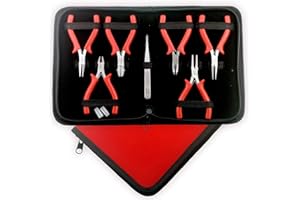 Mini Pliers Set Beading Tools Kit Jewellery Making Tools with Nylon Jaw Pliers Hobbies and Creative Art Craft Gift Ideas Blue PTL® (Red)