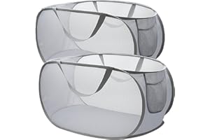 xiaoxiaozhijia 2 piezas Cesto Ropa Plegable,36 * 36 * 58 cm,Cesta Plegable con Asa,Bolsa de Malla de Lavandería Pop Up para la Guardería Dormitorio de la Universidad Camping y Viajar (Gray)