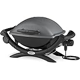 Weber Q1400 Elektrogrill, 43 x 32cm Grillfäche, portabler BBQ Grill, 2-geteilter porzellanemaillierter Guss-Grillrost, Alumin