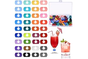 TOOINKCV 36 Farben Glasmarker Silikon, Weinglasmarkierer, Glasmarkierung, Glasmarkierer, Getränkemarker Markierungen Wiederverwendbarer Partydekoration für Trinkglas Weinglas